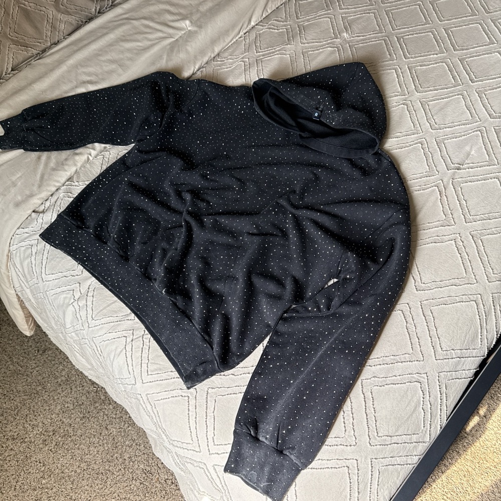ROMWE Black Sweater with Hood and Dots